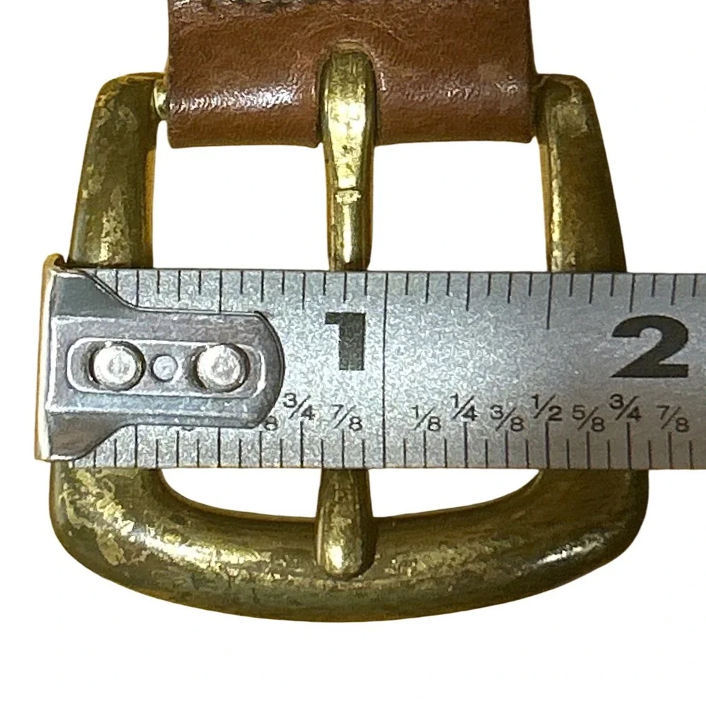 Vintage Brown Braided Genuine‎ Leather Belt Brass Buckle Made in Guatemala ML